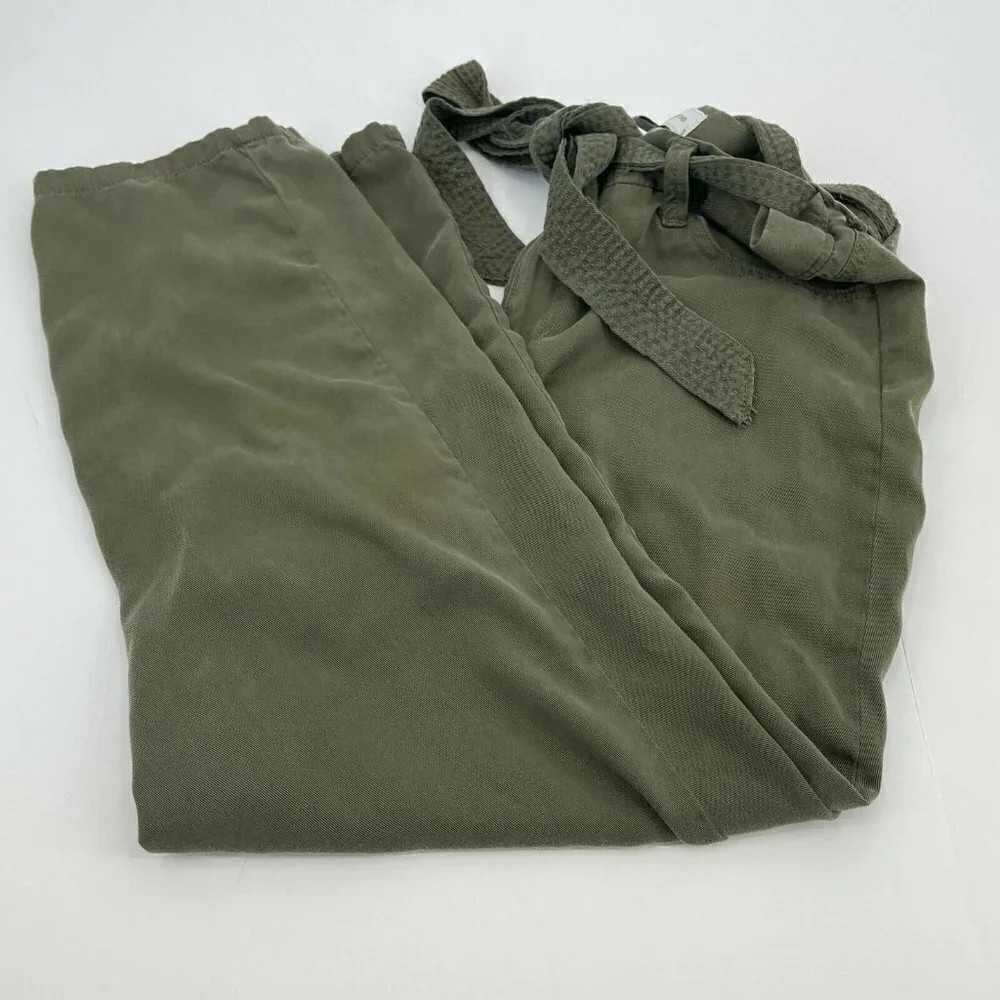 Liz Claiborne Pants 4 Womens Classic Paper Bag Self Tie Ladies Green Lyocell